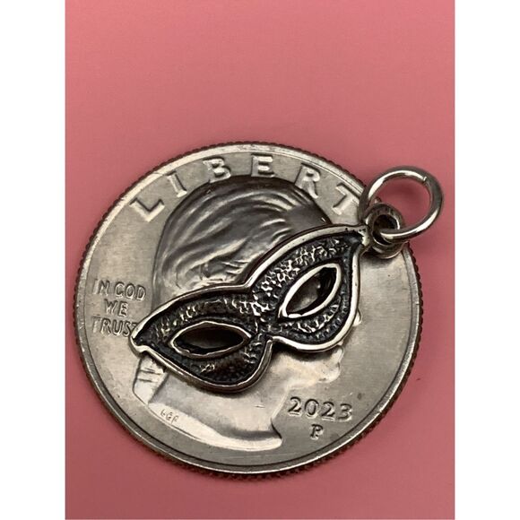 .925 Mask Mardi Gras Sterling Silver Jewelry Charm #party - Picture 3 of 3